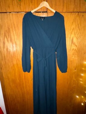 connected apparel Teal Long Sleeve Wrap Maxi Dress